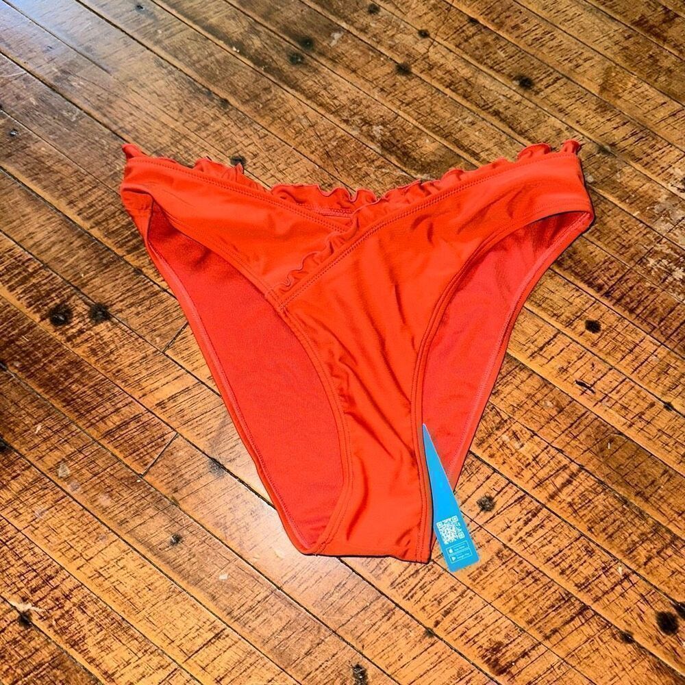 Cupshe orange M colorful ruffle crossover swim bottoms
